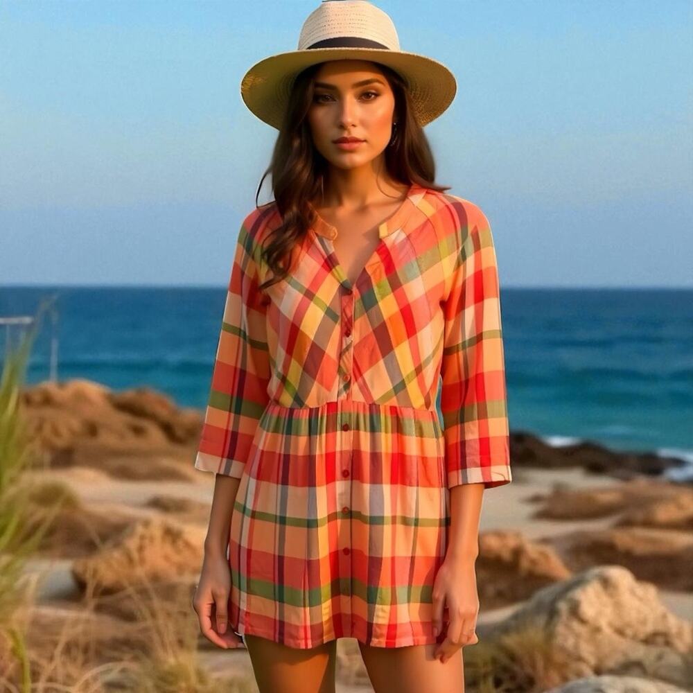 Serengeti Vintage Multicolor Plaid perfect for FaalMini Dress Size Medium